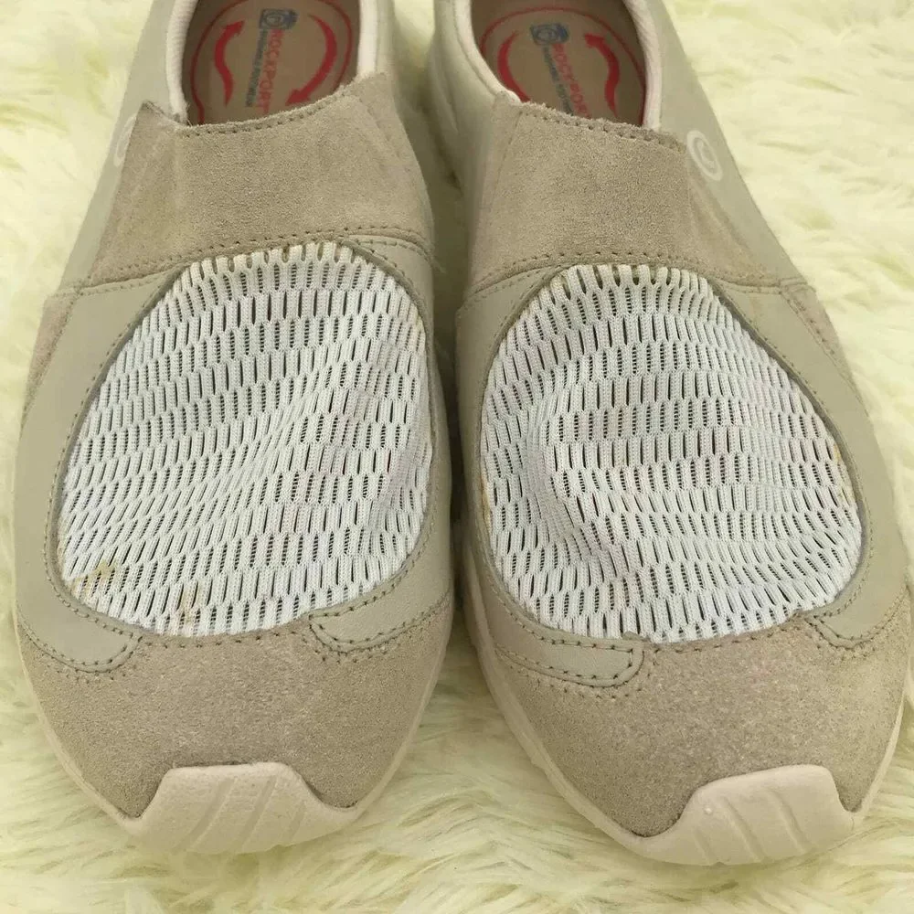 Rockport‎ Shoes Womens 7M Cream Washable Slip On Leather Comfort Sneaker